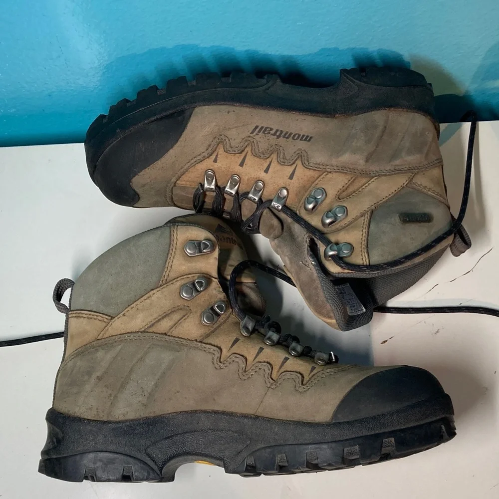 Montrail Goretex Brown Leather Hiking Boots Womens  Size 8 / 39 Wide Waterproof - Picture 9 of 15